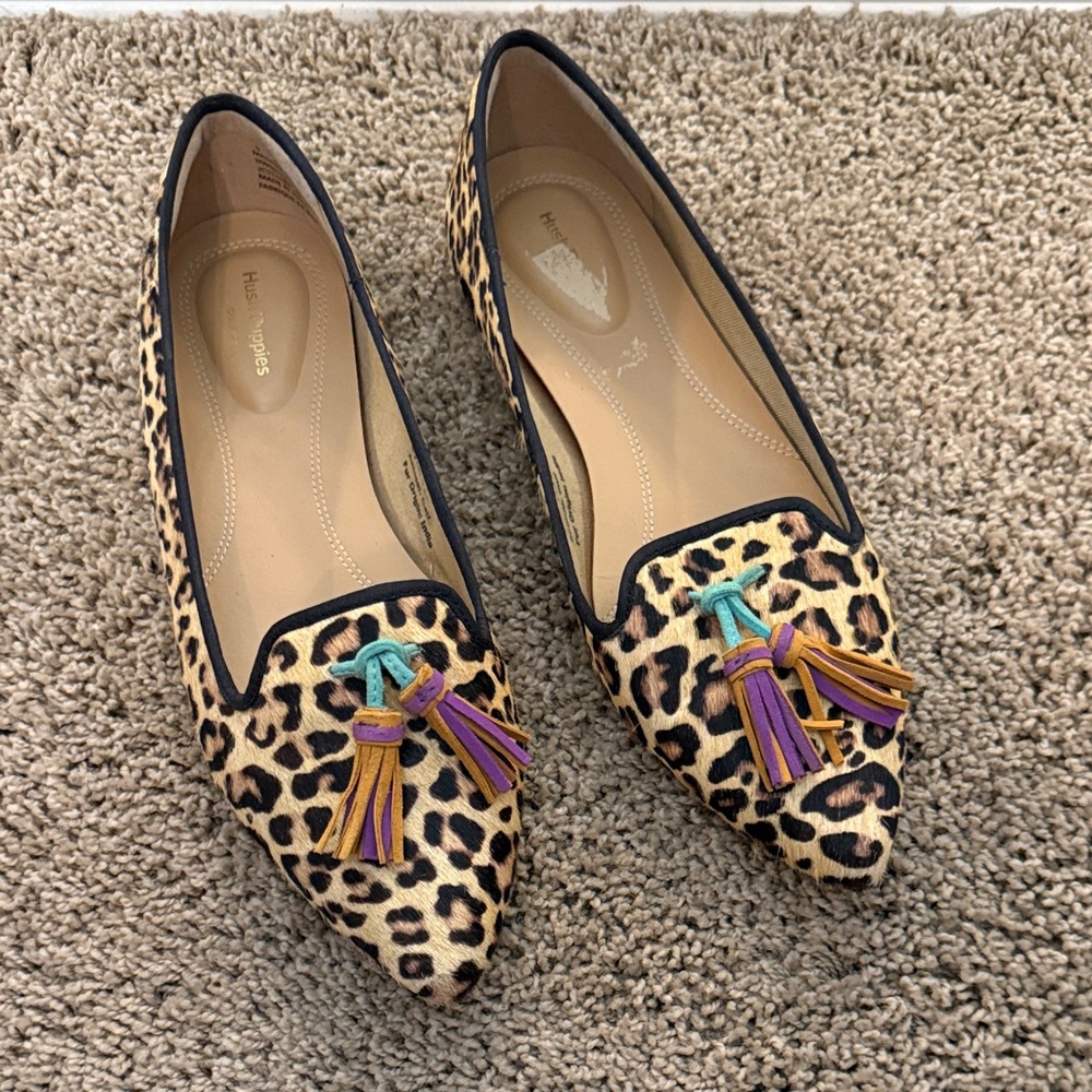 Hush Puppies Leopard Print Flats with Multicolor Tassels